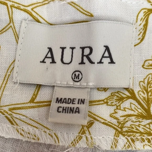 NEW Aura Linen Blend Botanical Print Long Sleeve Shirt and Matching Shorts - Picture 11 of 15